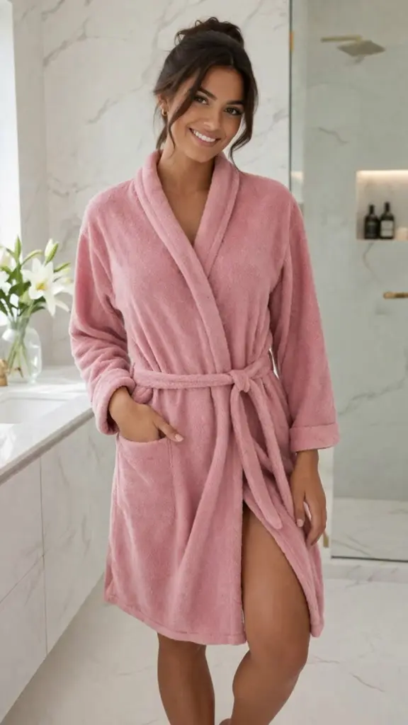 Roupão Feminino Rosé La Luna Malhas