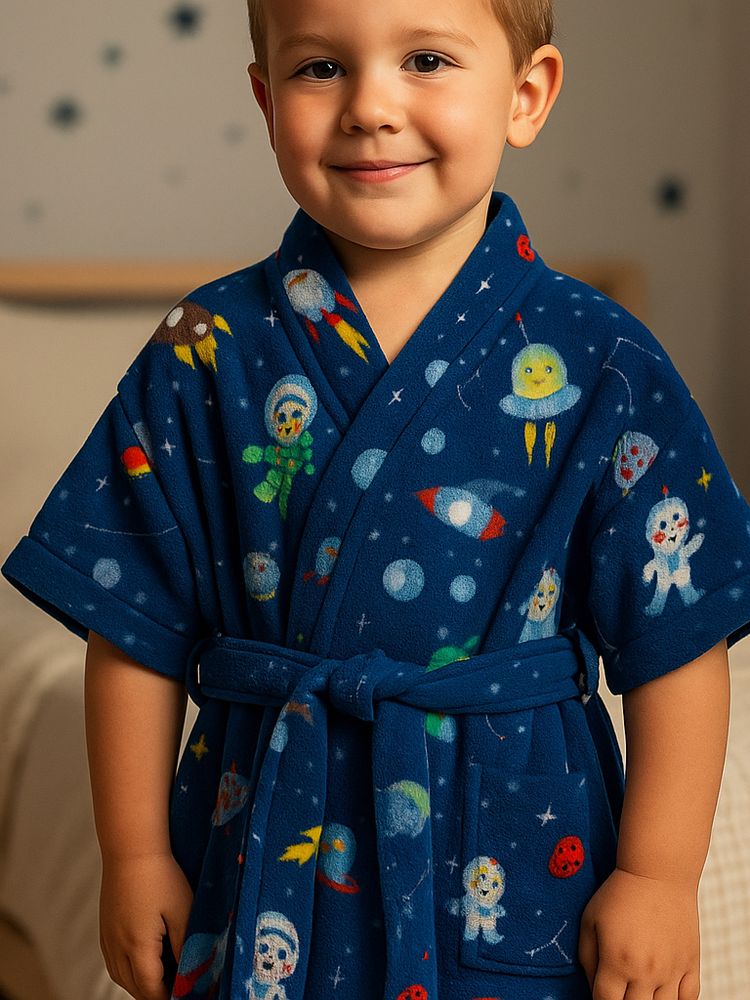 Roupão de banho infantil felpudo 2 a 6 a — detalhe