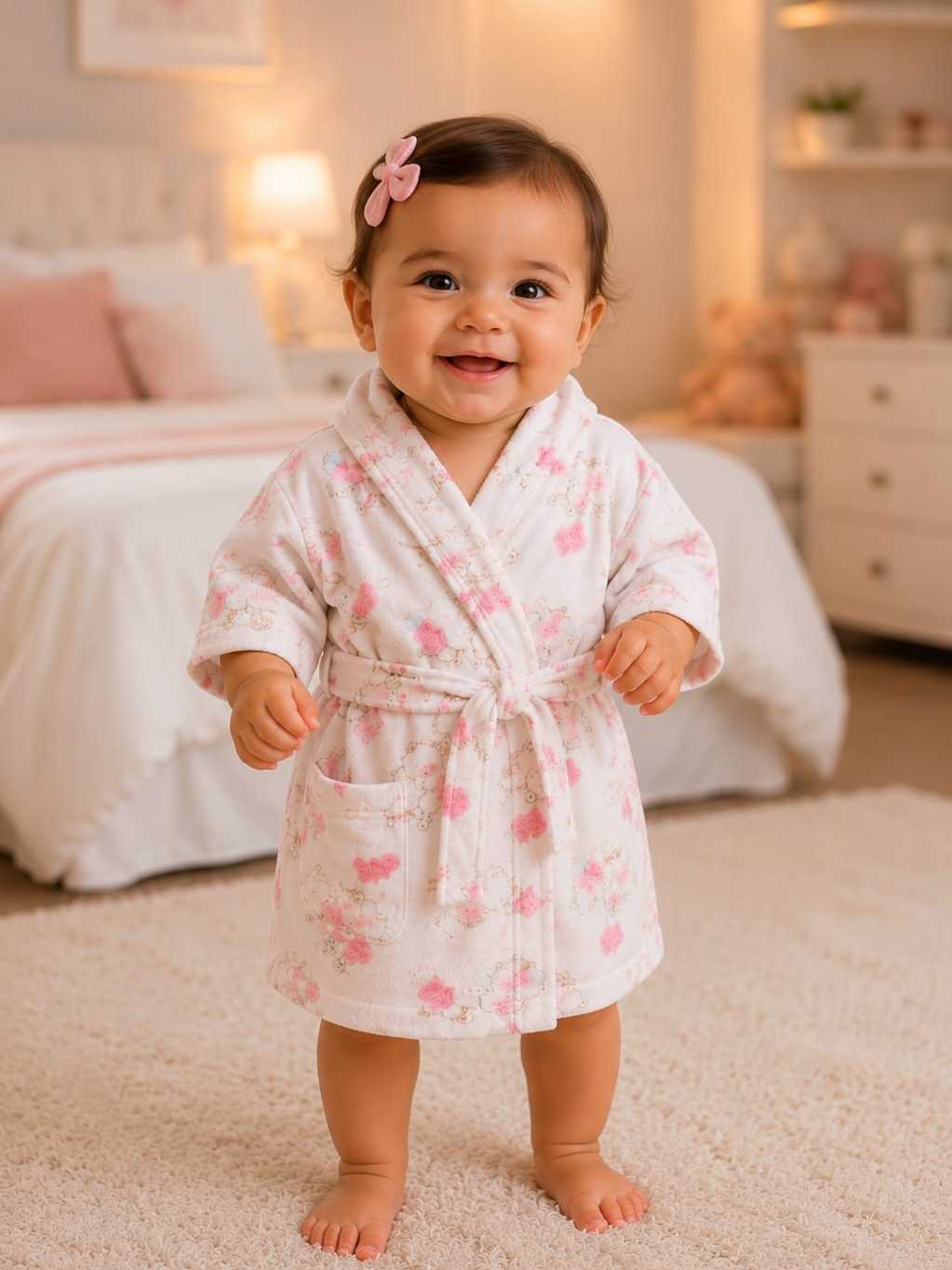 Roupão de banho infantil menina felpudo  — detalhe
